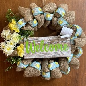 Handmade burlap spring wreath